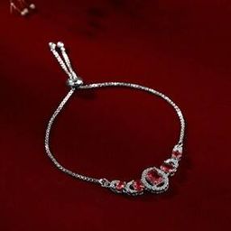 Women Silver-Plated Stone-Studded Bracelet-image-44