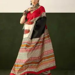 Women Printed Bhagalpuri Silk Saree-image-13