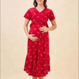 Women Printed V-Neck Nighti-image-3
