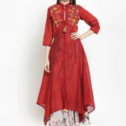 Women Embroidered Flared Kurta-image-23