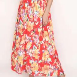 Floral Flared Skirt with Waist Tie-Up-picture-21