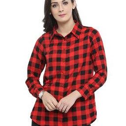 Checked Shirt with Spread Collar-image-1