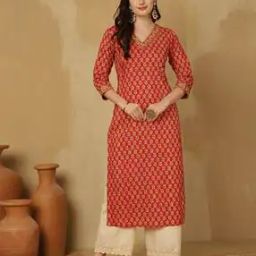 Women Block Print Straight Kurta-image-42