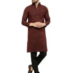 Textured Long Kurta with Patch Pockets-image-30