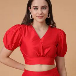 Women Slip-On Blouse with Puffed-Sleeves-picture-6