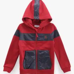 Boys Colourblock Regular Fit Zip-Front Hoodie-image-19