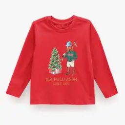 Boys Christmas Tree Print Regular Fit Cotton Crew-Neck T-Shirt-image-32