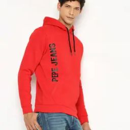 Men Brand Print Regular Fit Hoodie with Kangaroo Pocket-image-36