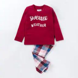 Typographic Print T-shirt & Pant Set-image-43
