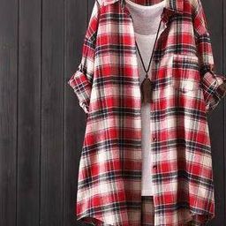 Women Checked Oversized Shirt with Patch Pocket-image-32