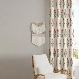 Floral Print Eyelet Long Door Curtain-image-82