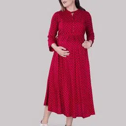 Polka-Dot Print A-Line Dress-image-45
