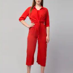 Women Spread-Collar Jumpsuit with Tie-Up-picture-23