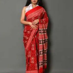 Floral Print Pure Cotton Saree-image-73