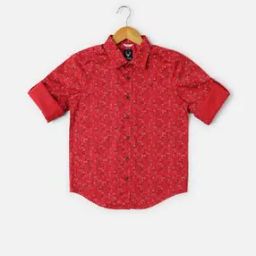 Boys Micro Print Slim Fit Shirt-image-76