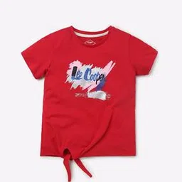 Front Knot Round-Neck T-shirt with Logo Print-image-10