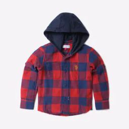 Checked Hooded Shirt with Patch Pockets-29