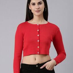 Round-Neck Crop Cardigan-image-2