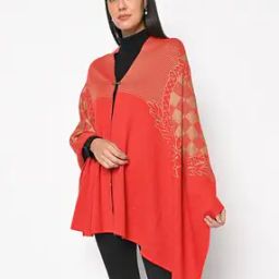 Intarsia-Knit Poncho Shrug-24