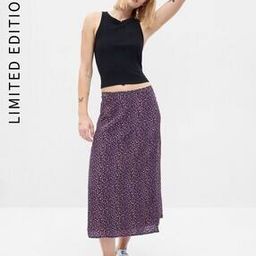 Floral Print Wrap Midi Skirt-image-1