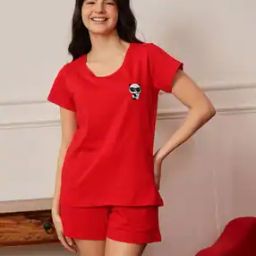 clovia Women T-Shirt & Shorts Lounge Wear Set-picture-22