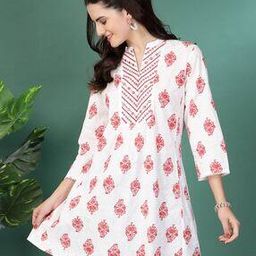 Women Floral Print & Embroidery Tunic-image-61