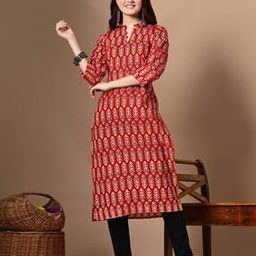 Women Floral Print No Darts Straight Kurti-image-79