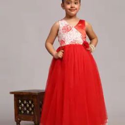 Girls Floral Print Gown with Floral Applique-picture-36