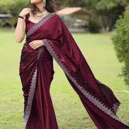 Women Embellished Saree with Cut-Work Border-image-78