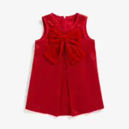 Sequinned A-line Dress with Bow Accent-image-12