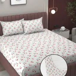 220 TC Cotton Bed Bedsheet with 2 Pillow Covers-30
