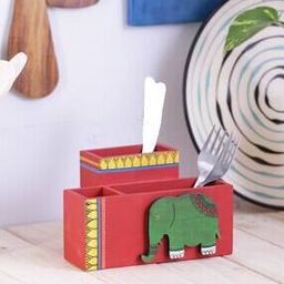 Hand Painted Wooden Divided Cutlery Holder-11