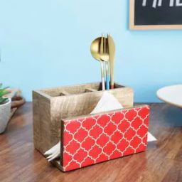 Mango Wood Napkin and Spoon Holder-11