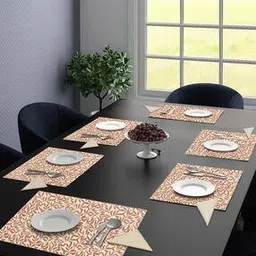 Cotton Placemats 34X45 cm with Leaf Detail-image-61