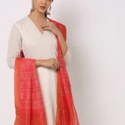 Floral Print Dupatta with Striped Border-image-69