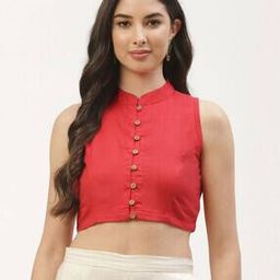 Women Mandarin-Neck Front-Open Blouse-image-11