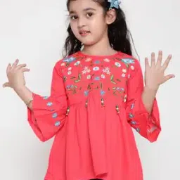 Girls Embroidered Regular Fit Top-image-60