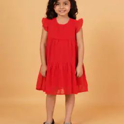 Girls Tiered Dress with Short Sleeves-image-18