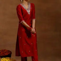 Women Embroidered Straight Kurta Set-image-21