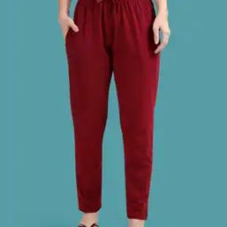 Women Straight Track Pants with Elasticated Drawstring Waist-image-85