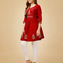 Embroidered A-Line Kurti-image-90