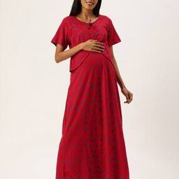 Women Printed Nightie with Short Sleeves-image-69