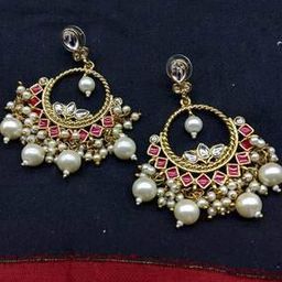 Kundan Beaded Pearl Drop Danglers-image-52