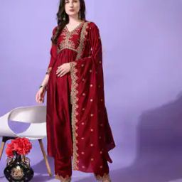 Women Embroidered Anarkali Kurta Set-image-84