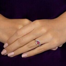 925 Sterling Silver Heart Shape Red Ruby and American Diamond Ring-image-36