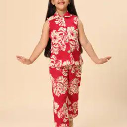 Girls Floral Print Pants with Top-image-46