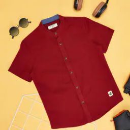 Boy Regular Fit Mandarin-Neck Shirt-image-1
