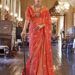 Leheriya Print Saree with Contrast Border-picture-11