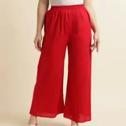 High-Rise Palazzos with Elasticated Waist-image-28