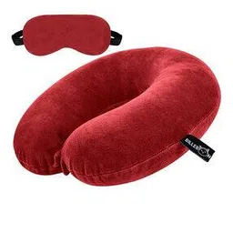 Memory Foam Travel Neck Pillow with Button Closure-0